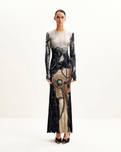 Isabella Vintage Print Dress - Brown & Black