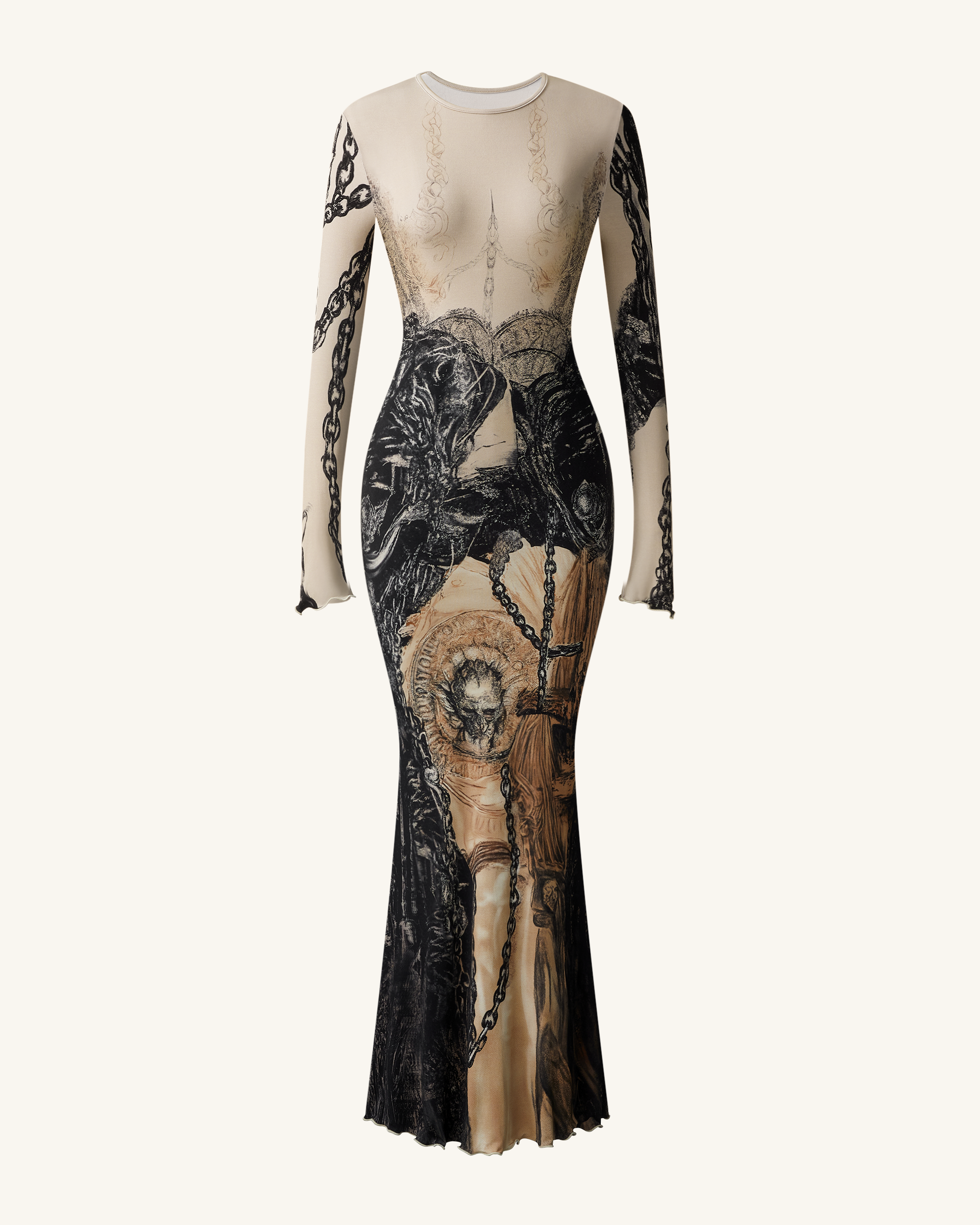 Isabella Vintage Print Dress - Brown & Black - Image 3