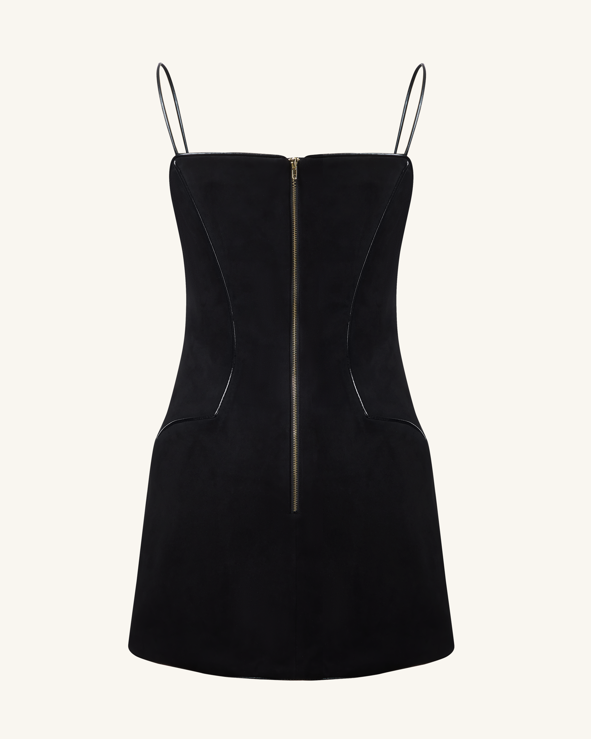 Eva Spaghetti Strap Sueded Dress - Black - Image 4