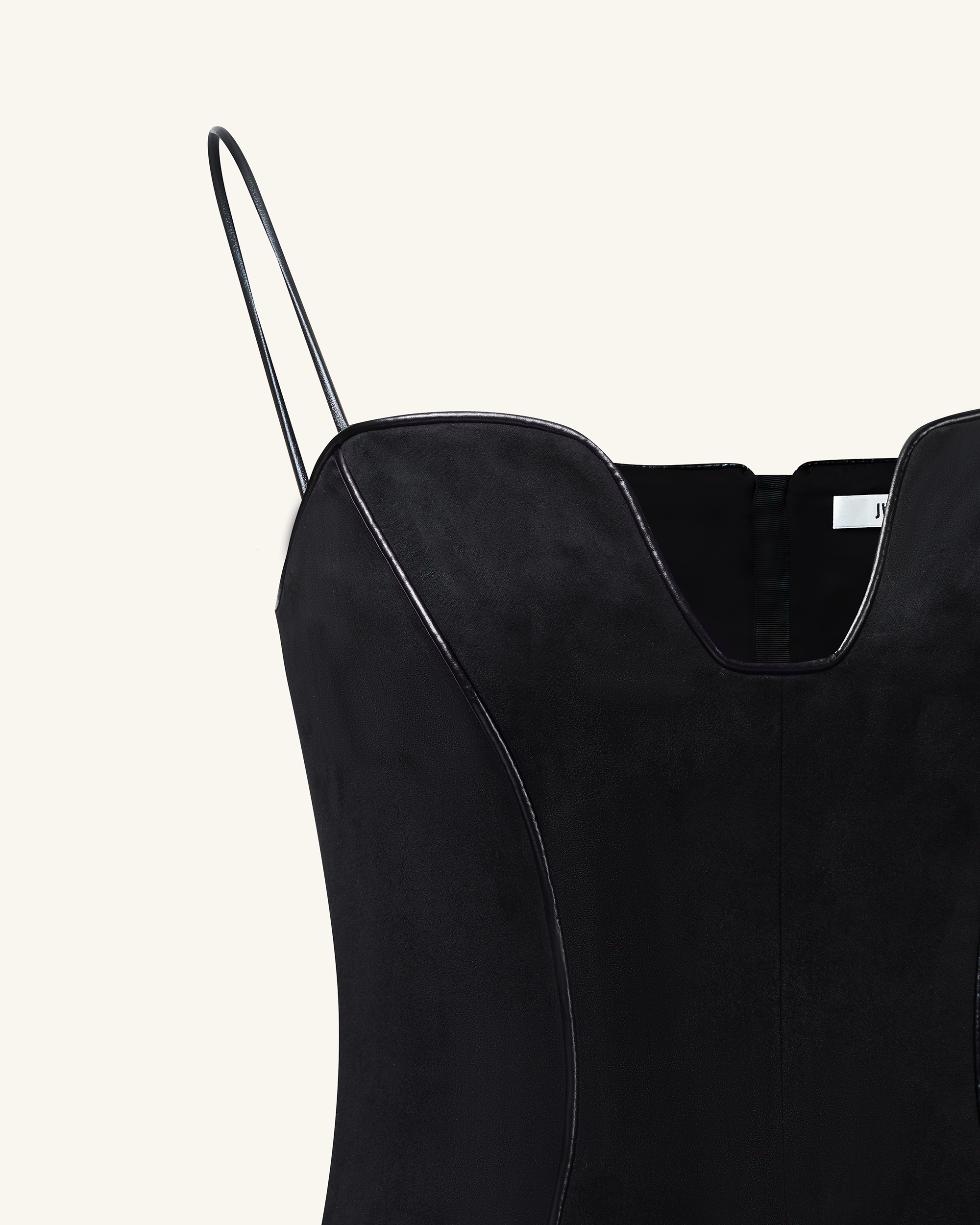 Eva Spaghetti Strap Sueded Dress - Black - Image 5