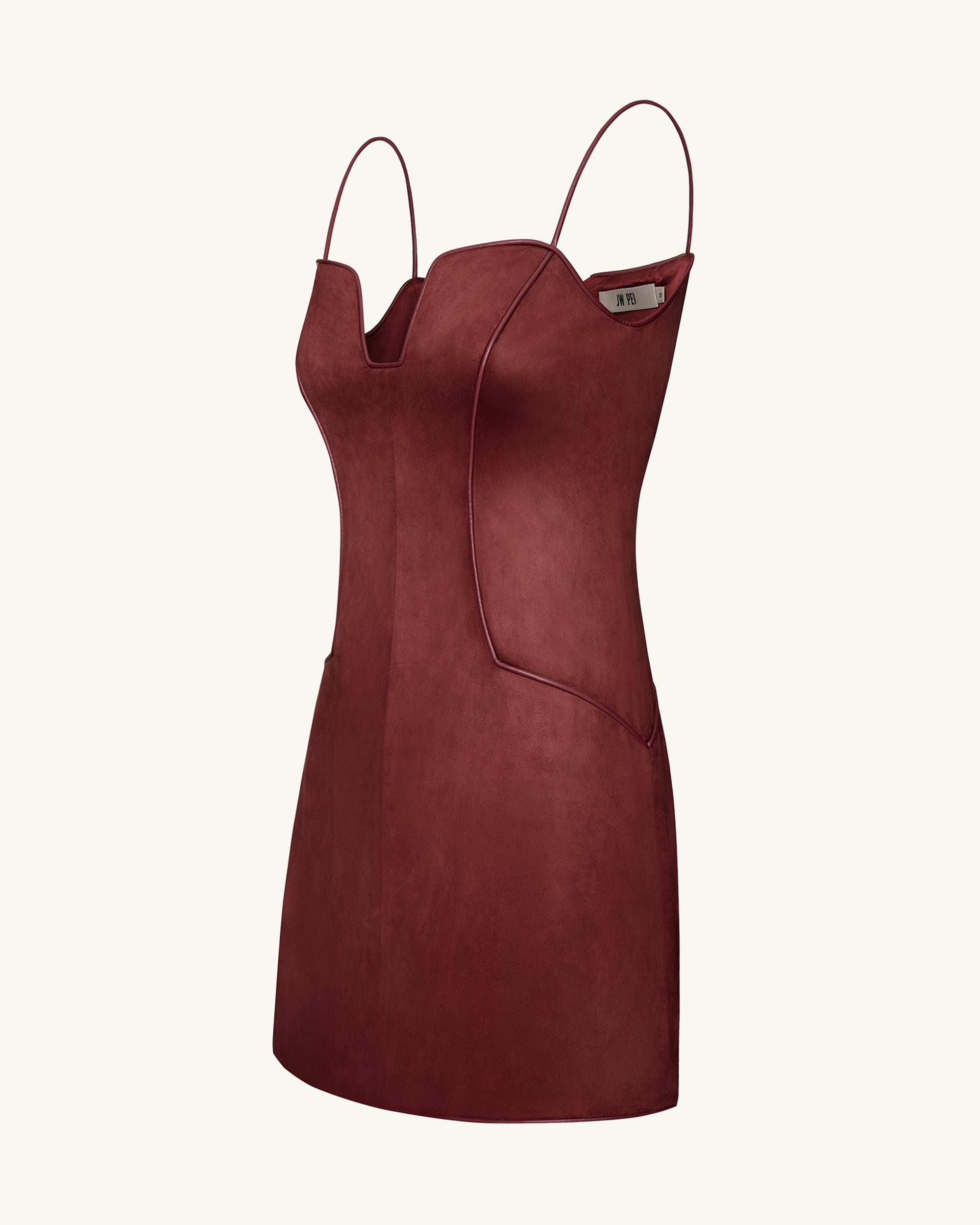 Eva Spaghetti Strap Sueded Dress - Burgundy - Image 5