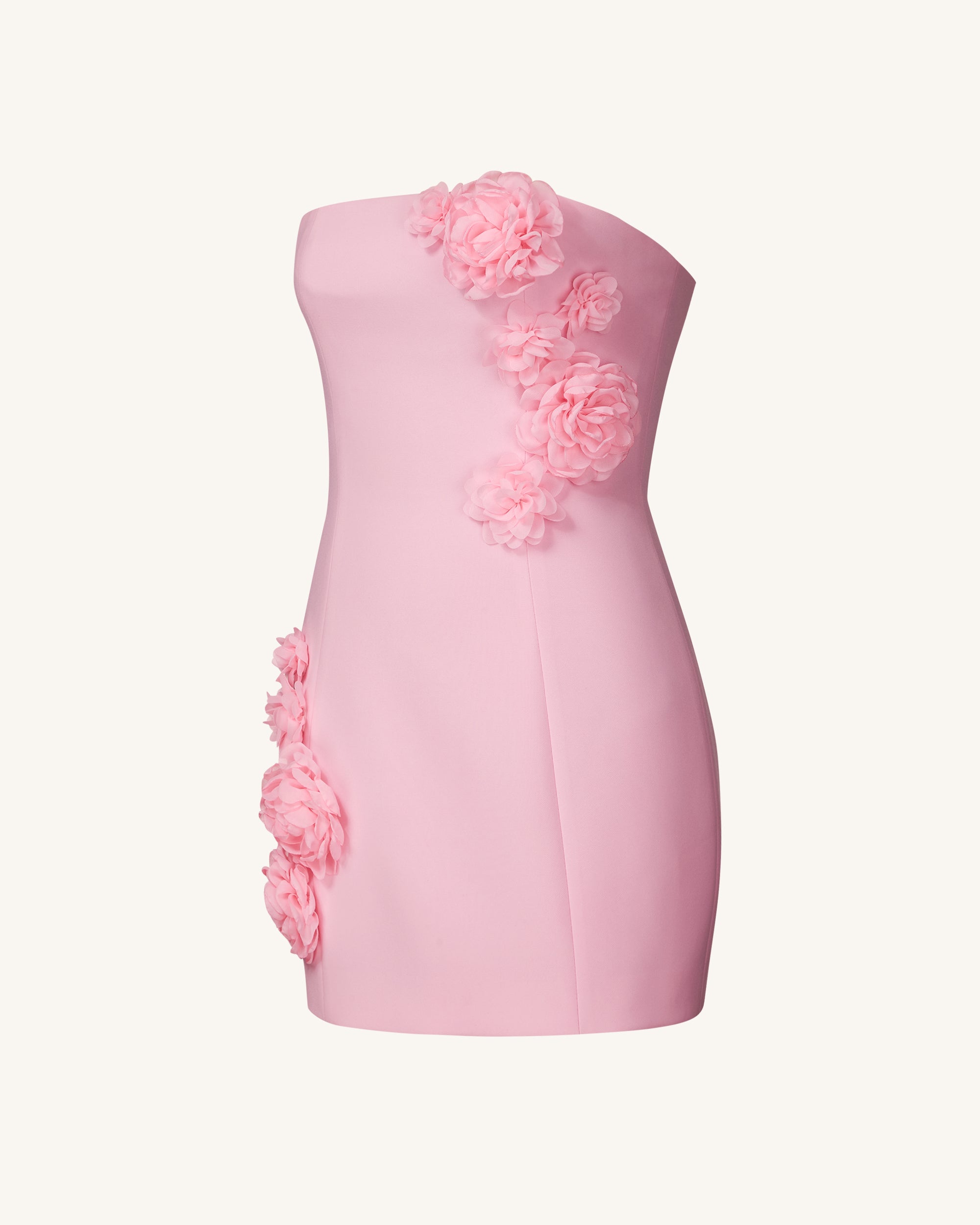 Blossoming Elegance Strapless Dress - Pink - Image 3