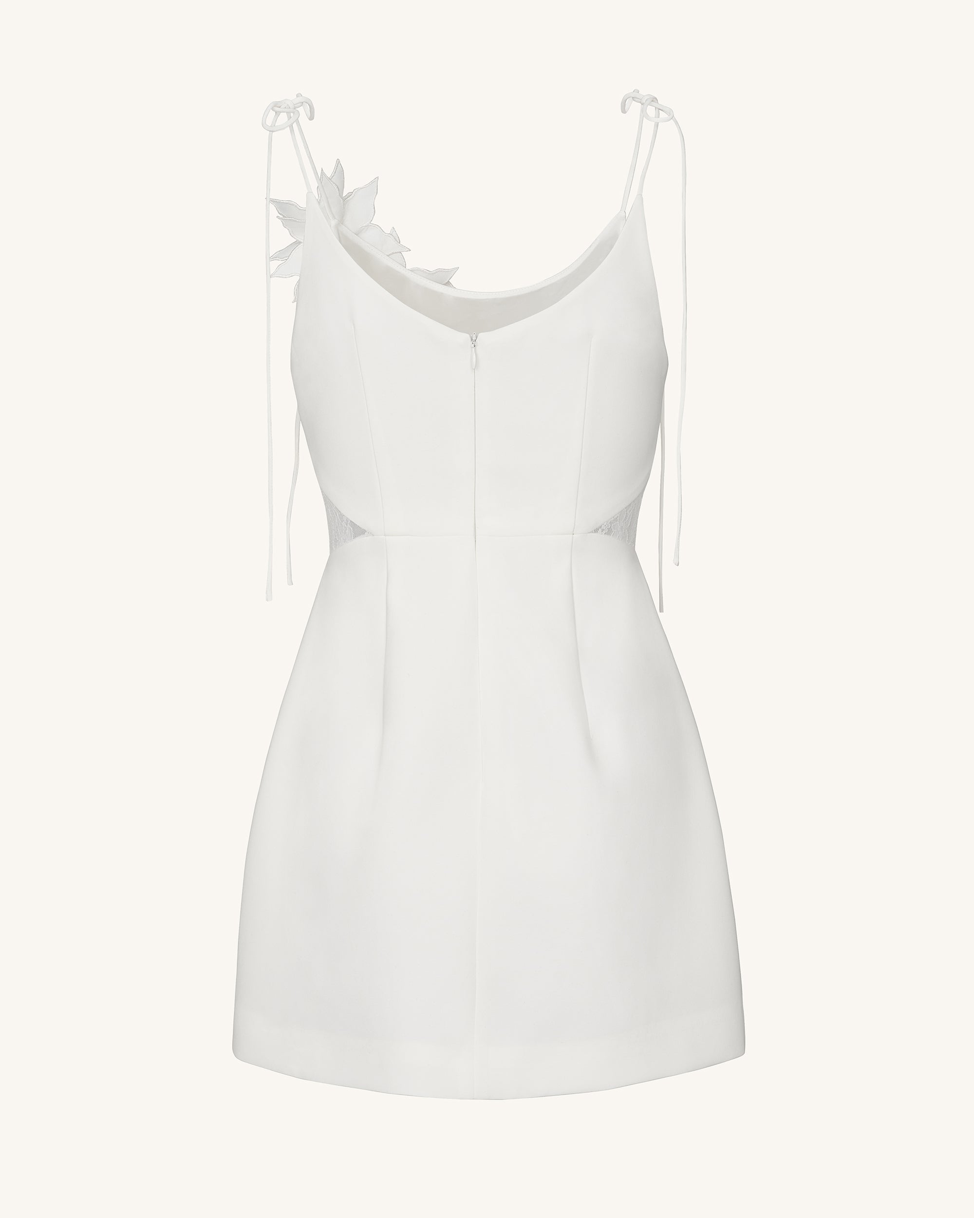 Floral Vine Tie Dress - White - Image 5