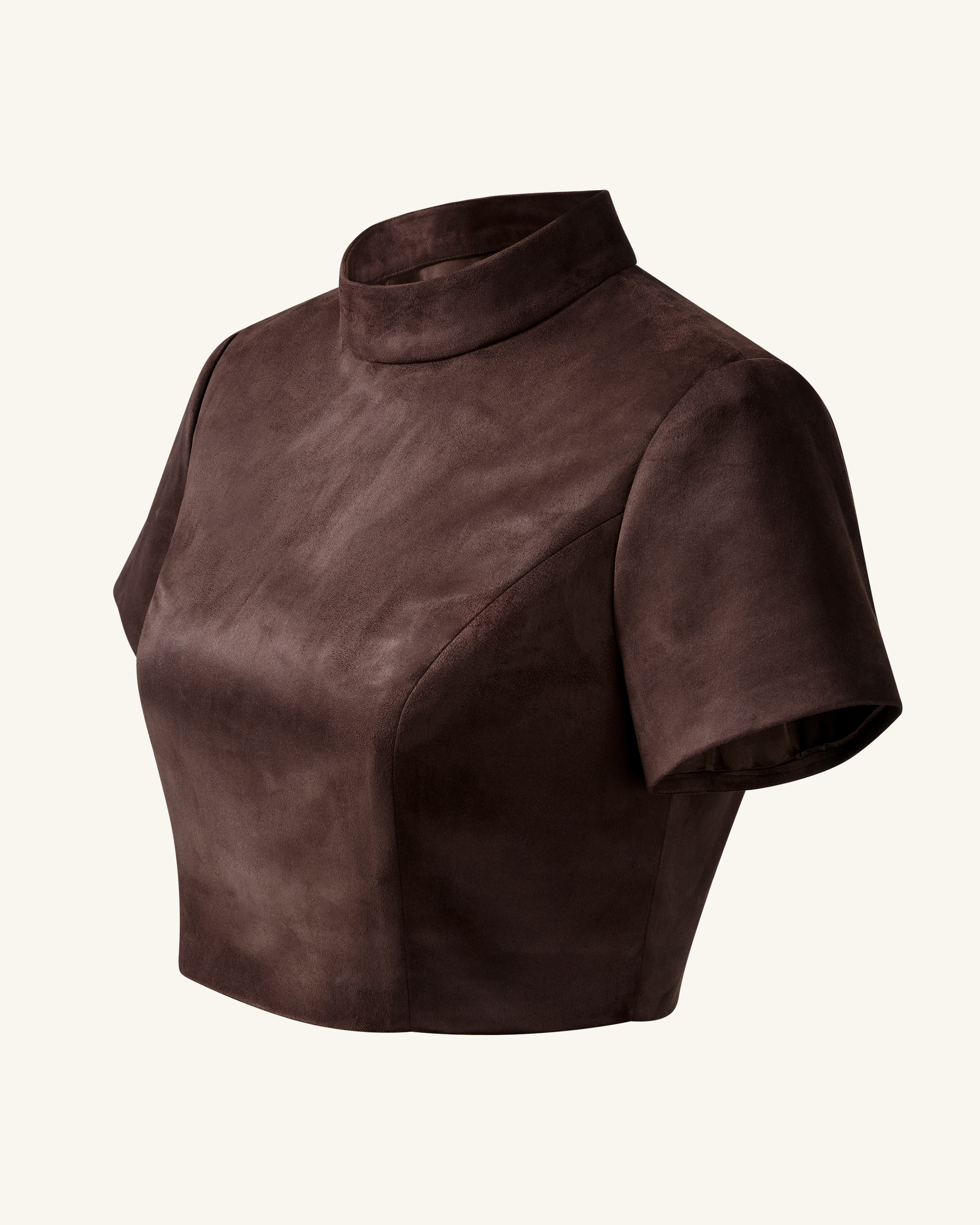 Grace Faux Suede Crop Top and Mini Skirt Set - Chocolate Brown - Image 6