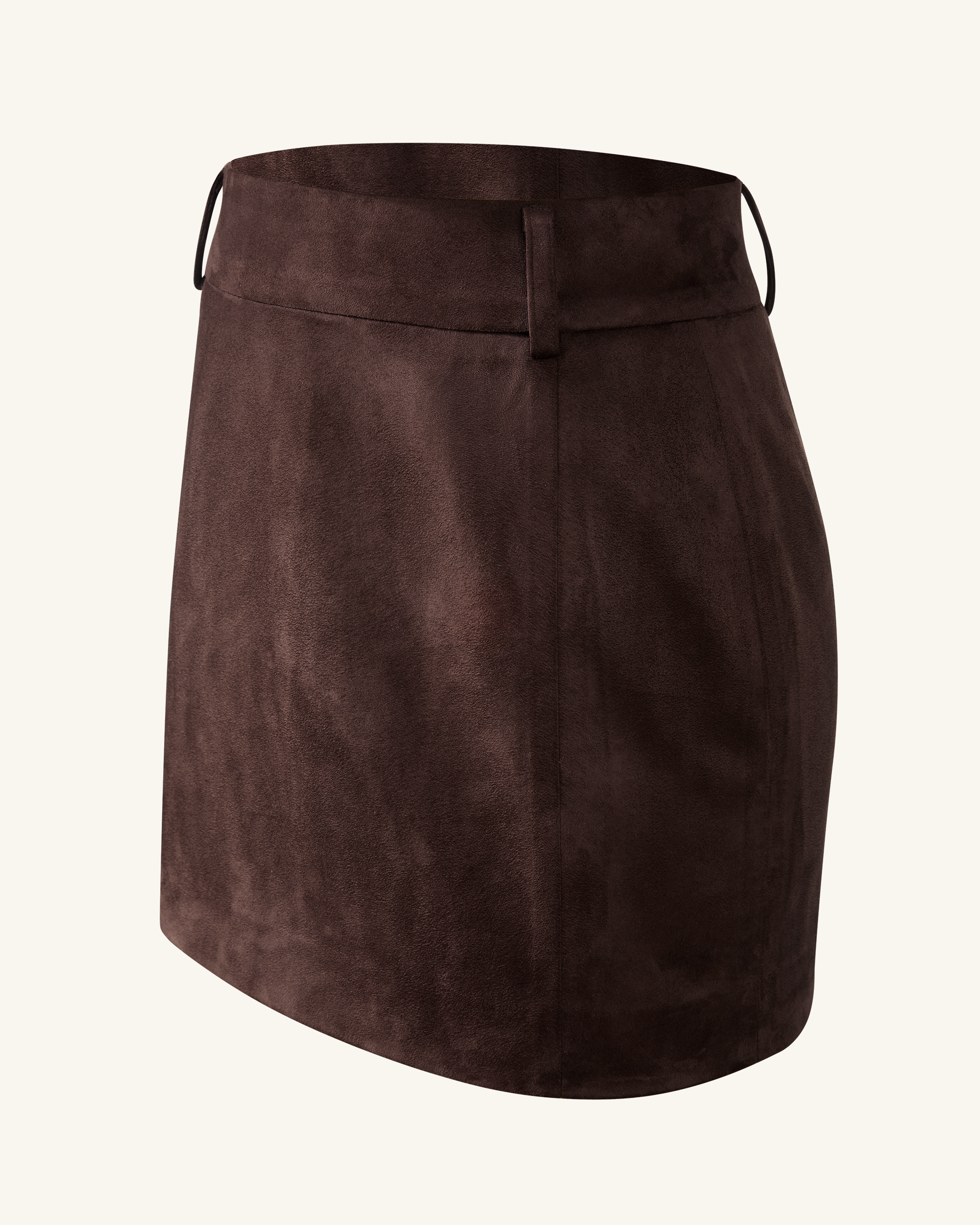 Grace Faux Suede Crop Top and Mini Skirt Set - Chocolate Brown - Image 8