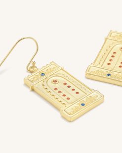 Alternative view of Roman Arch Earrings - 18ct Gold Plated & Multicolor Zircon
