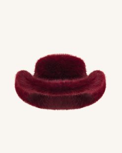 Alternative view of Elora Faux Fur Cowboy Hat - Burgundy
