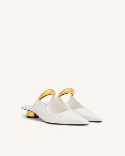 Alternative view of Helena  Pierced Mules - White