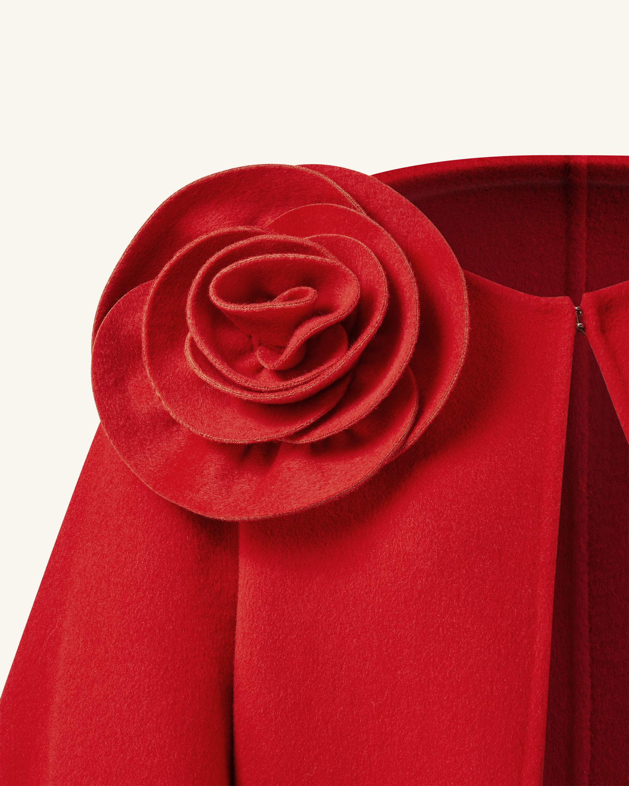 Clara Floral Applique Cape Coat - Red - Image 4