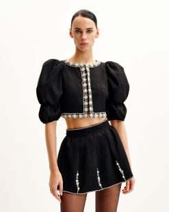 Alternative view of Pearl-Embellished Tweed Set - Black