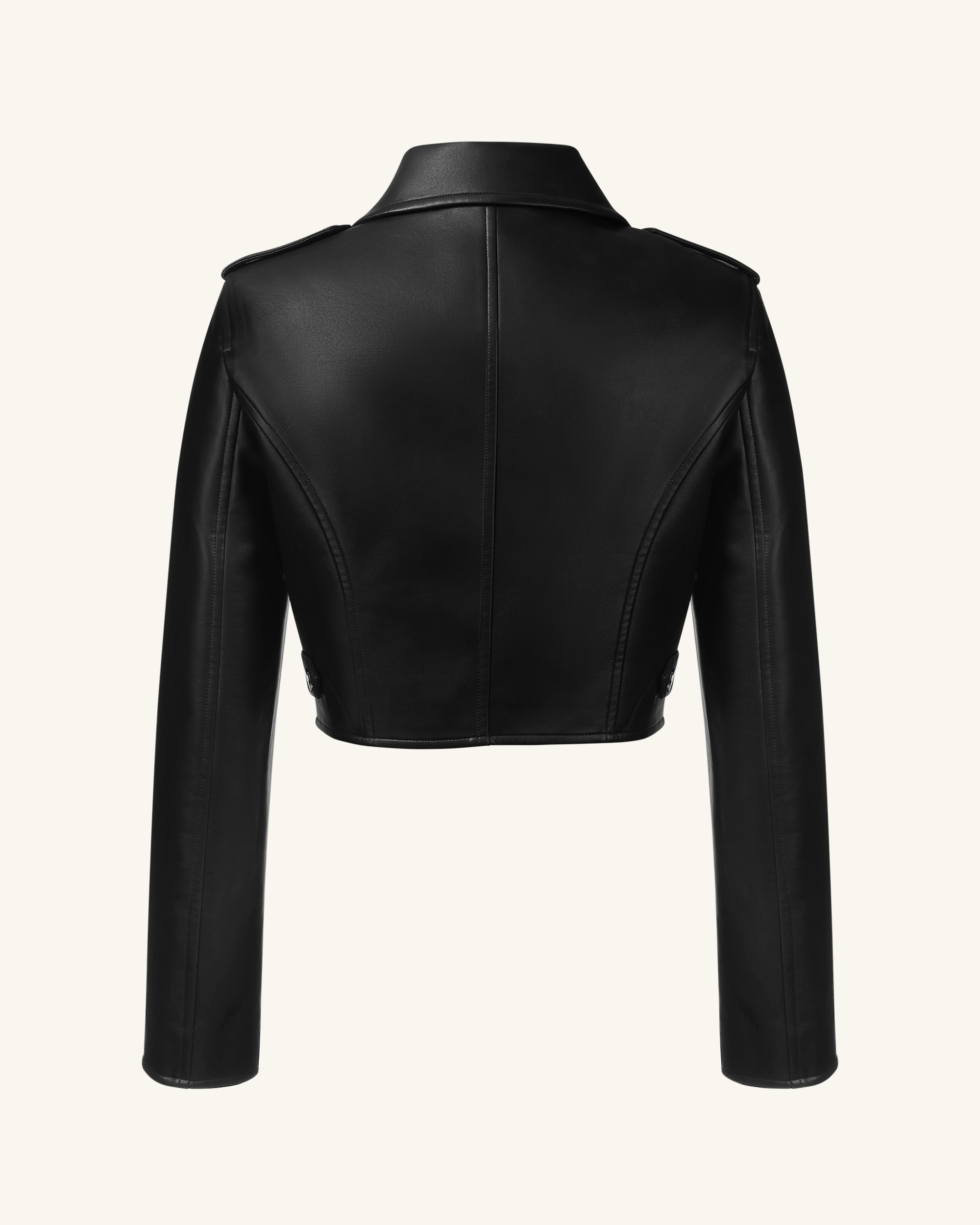 Sophie Cropped Leather Jacket - Black & Red - Image 4