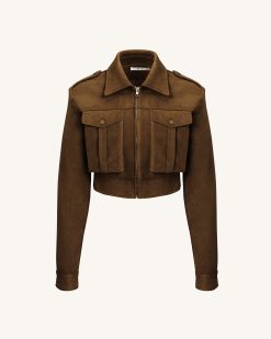 Alternative view of Adeline  Faux Suede Jacket - Brown