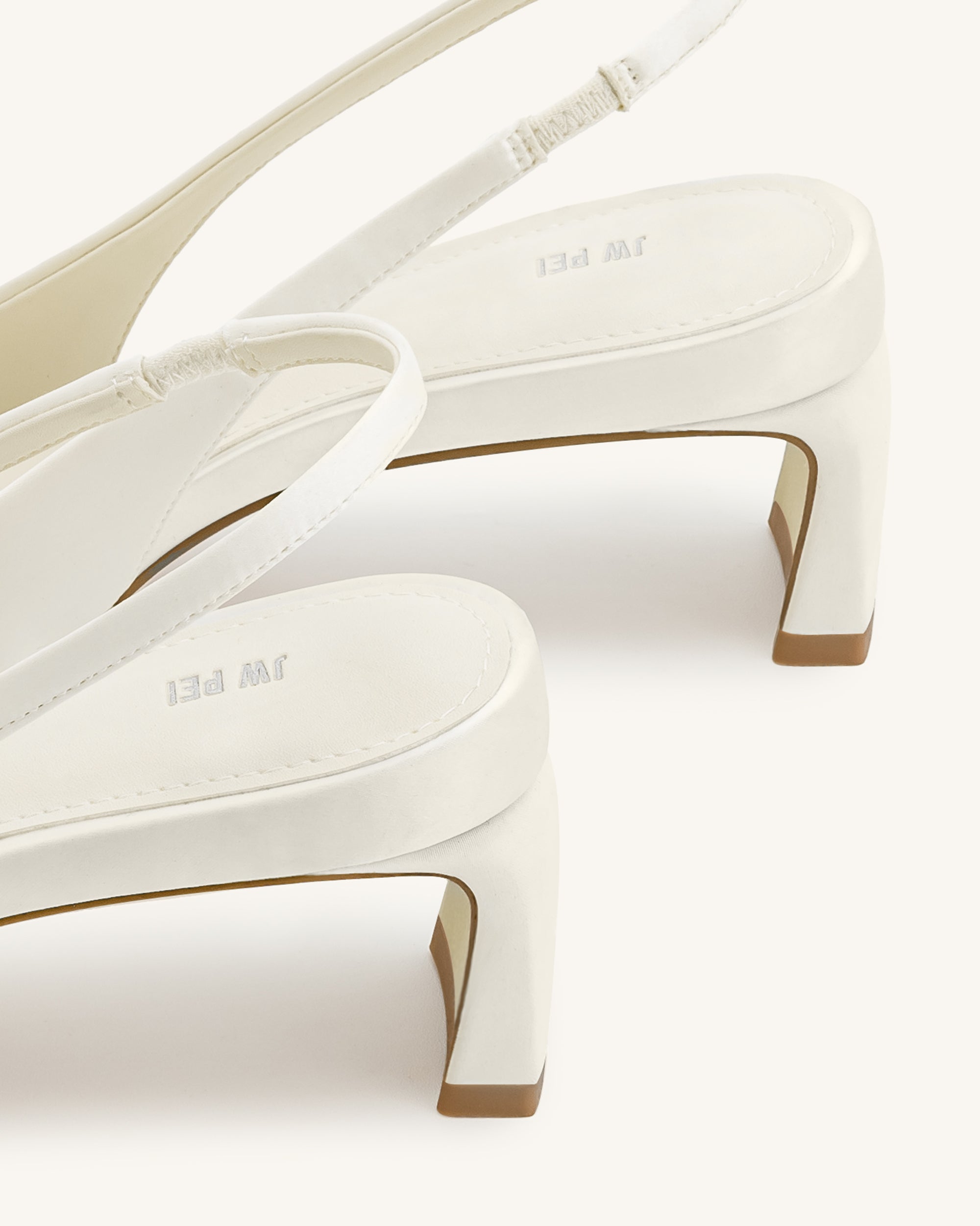 Queena Floral Appliques Slingback Pumps - Ivory White - Image 6