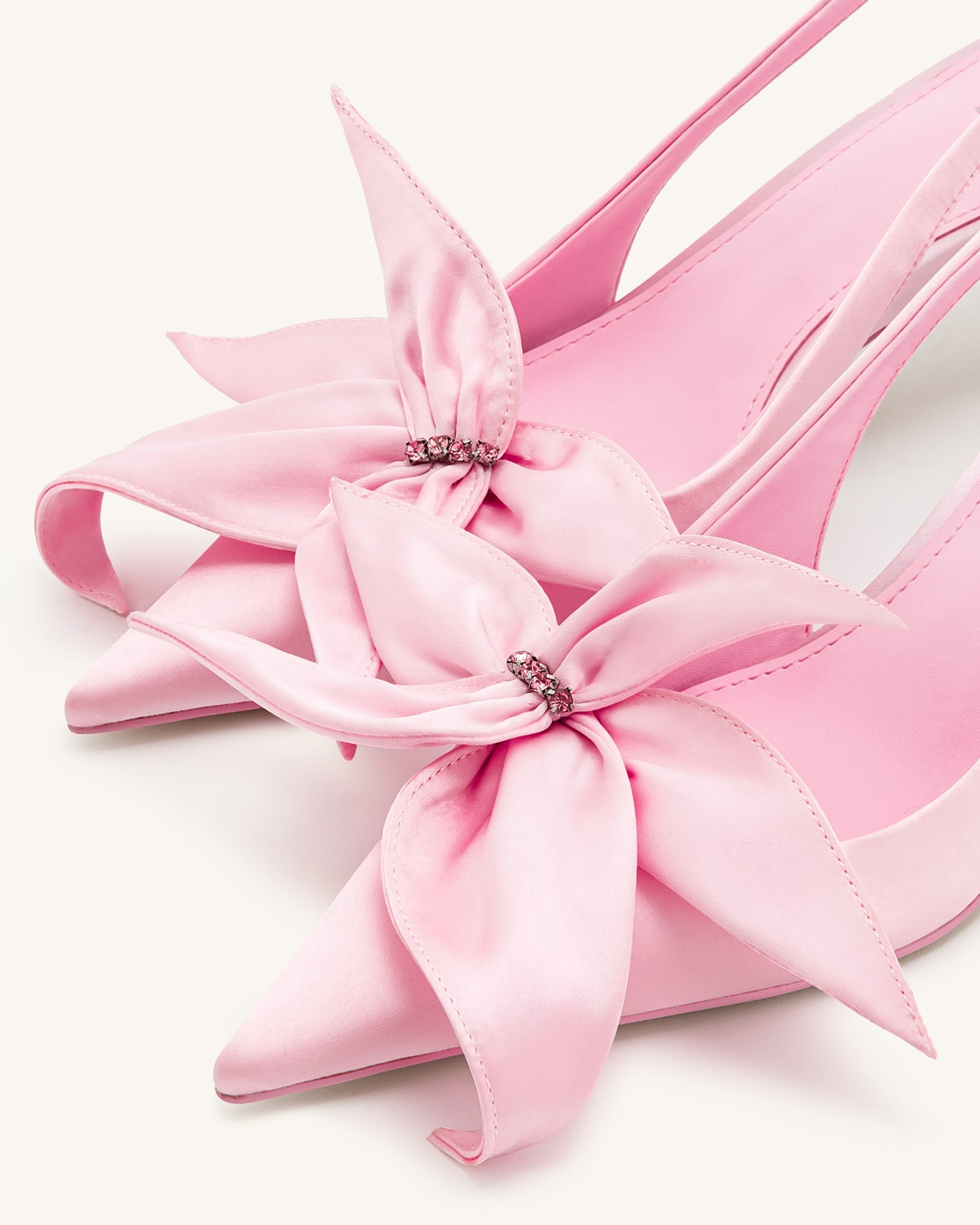 Queena Floral Appliques Slingback Pumps - Pink - Image 6