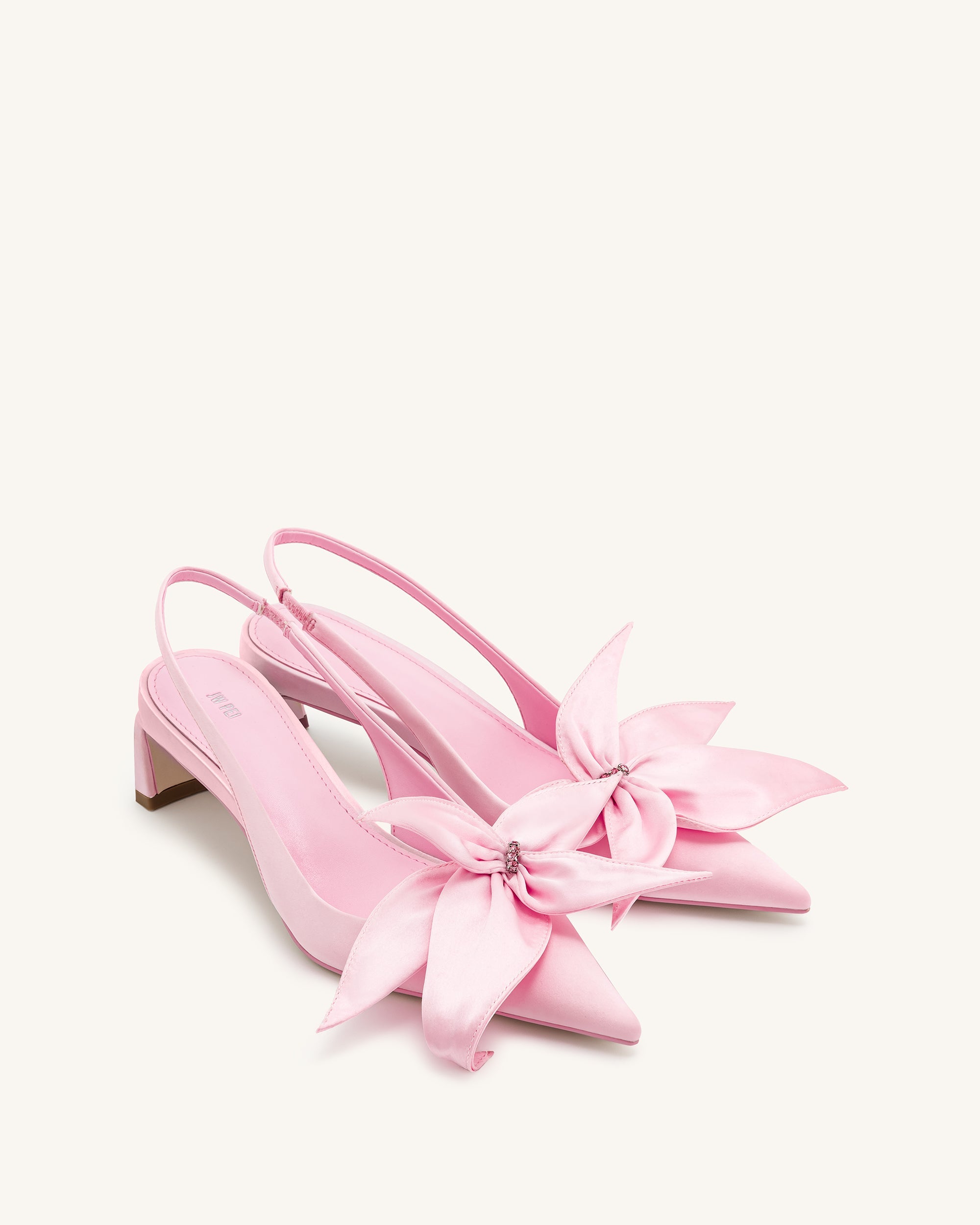 Queena Floral Appliques Slingback Pumps - Pink - Image 3