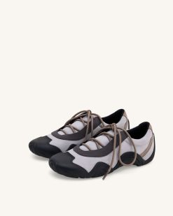 Alternative view of Caitlin Faux Suede Lace-up Ballerina Sneakers - Grey Mix