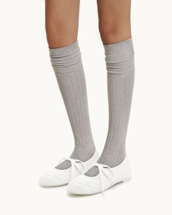 Alternative view of Erika Topstitching lace-up ballet Flats- White