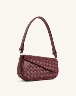 Alternative view of Addisyn Weave Texture Shoulder Bag - Burgundy