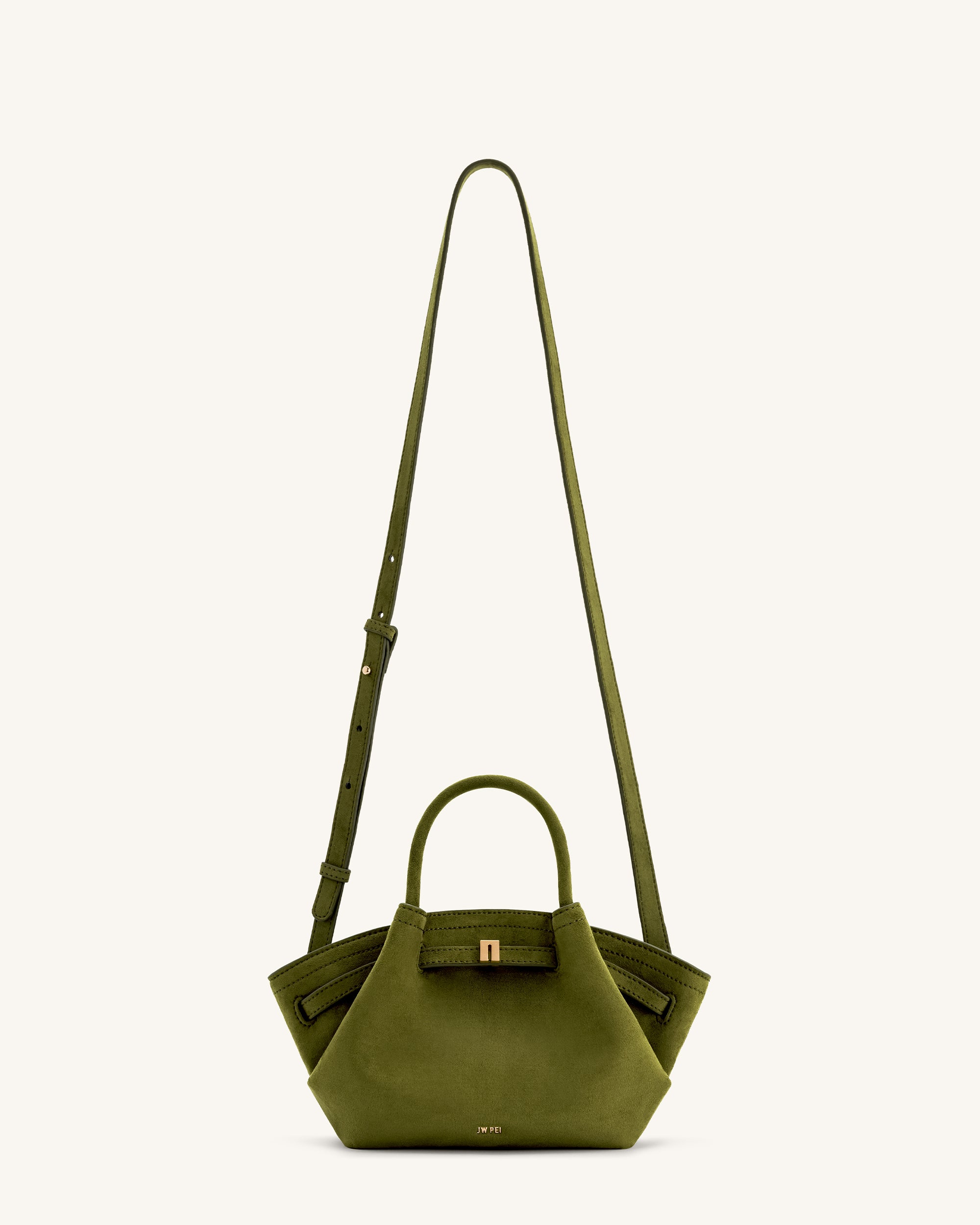 Hana Mini Faux Suede Tote Bag - Dark Olive - Image 3