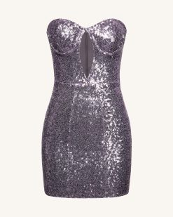 Alternative view of Brynlee Purple Sequinned Strapless Mini Dress - Purple