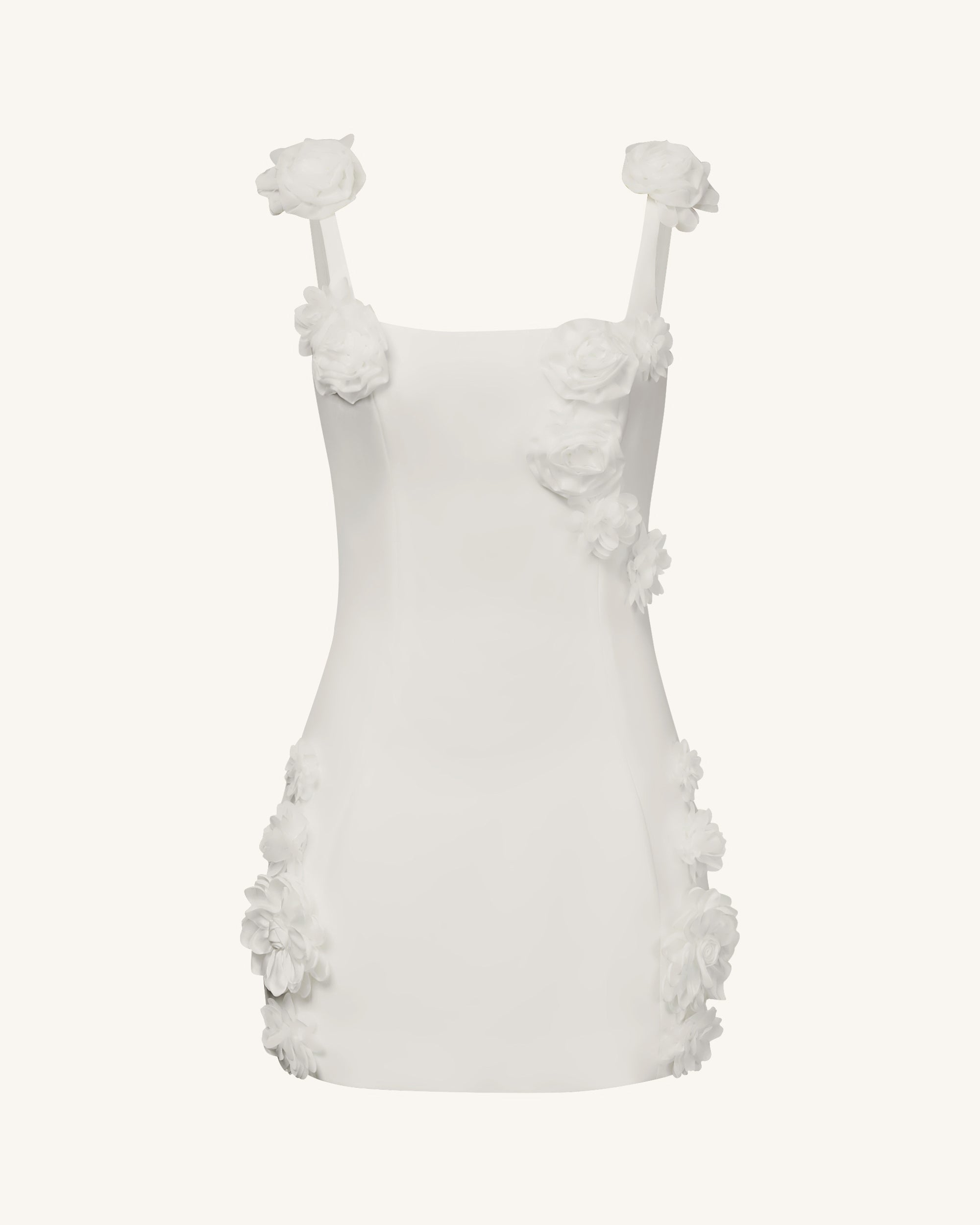 Elaina White Rosette Applique Mini Dress - White - Image 5