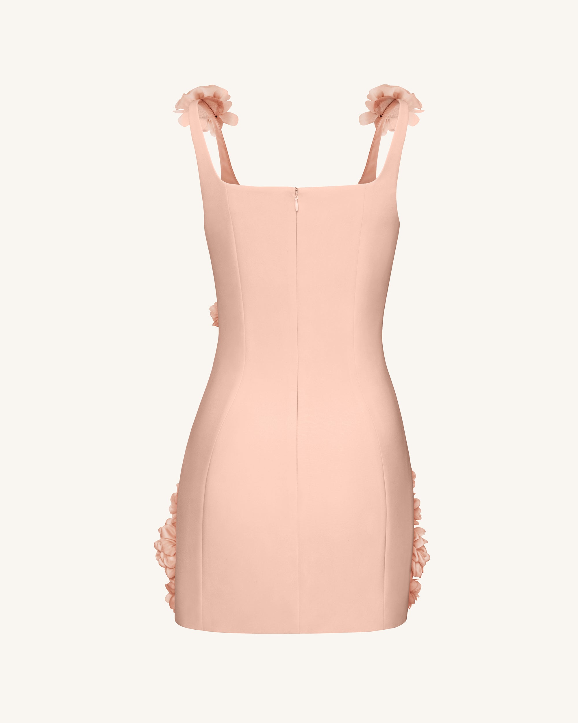 Elaina Rosette Applique Mini Dress - Apricot - Image 5