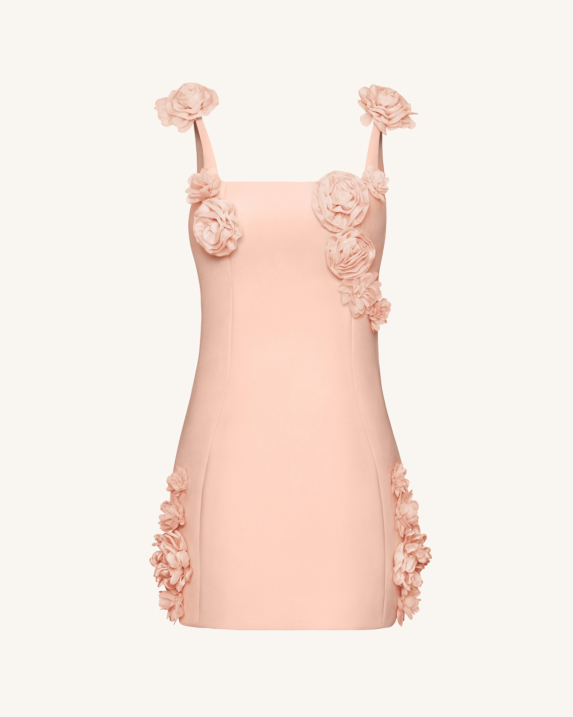 Elaina Rosette Applique Mini Dress - Apricot - Image 3