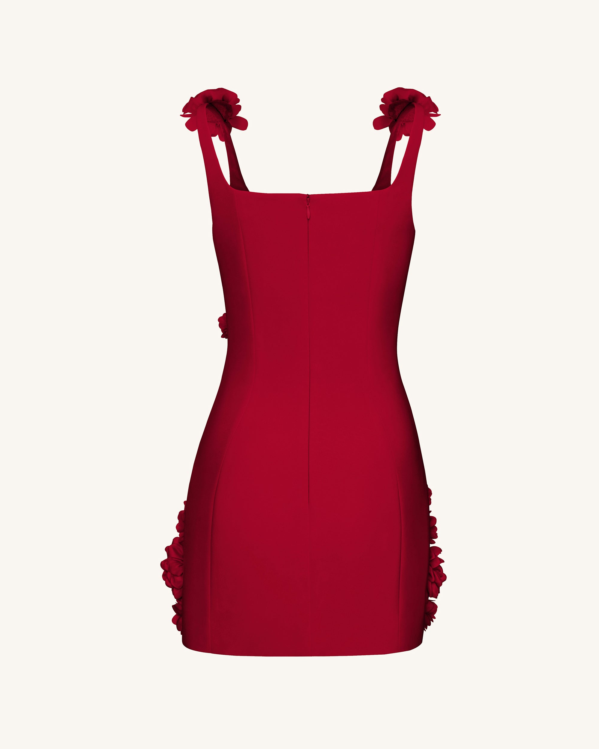 Elaina Rosette Applique Mini Dress - Red - Image 6