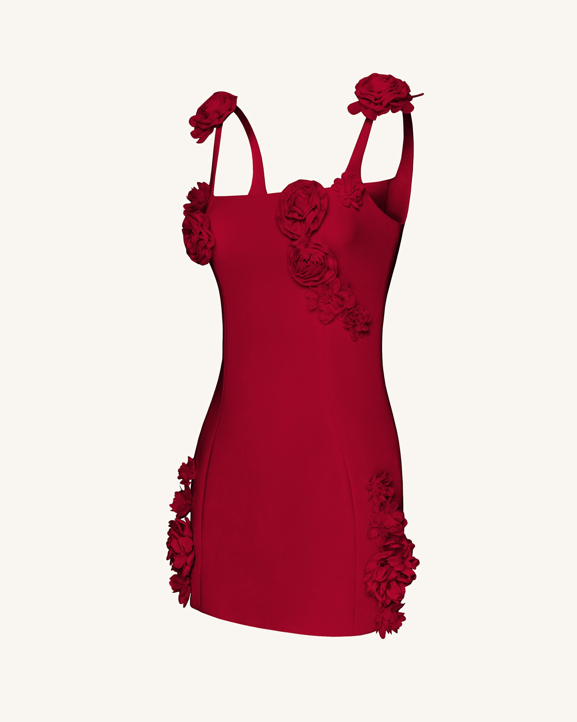 Elaina Rosette Applique Mini Dress - Red - Image 5