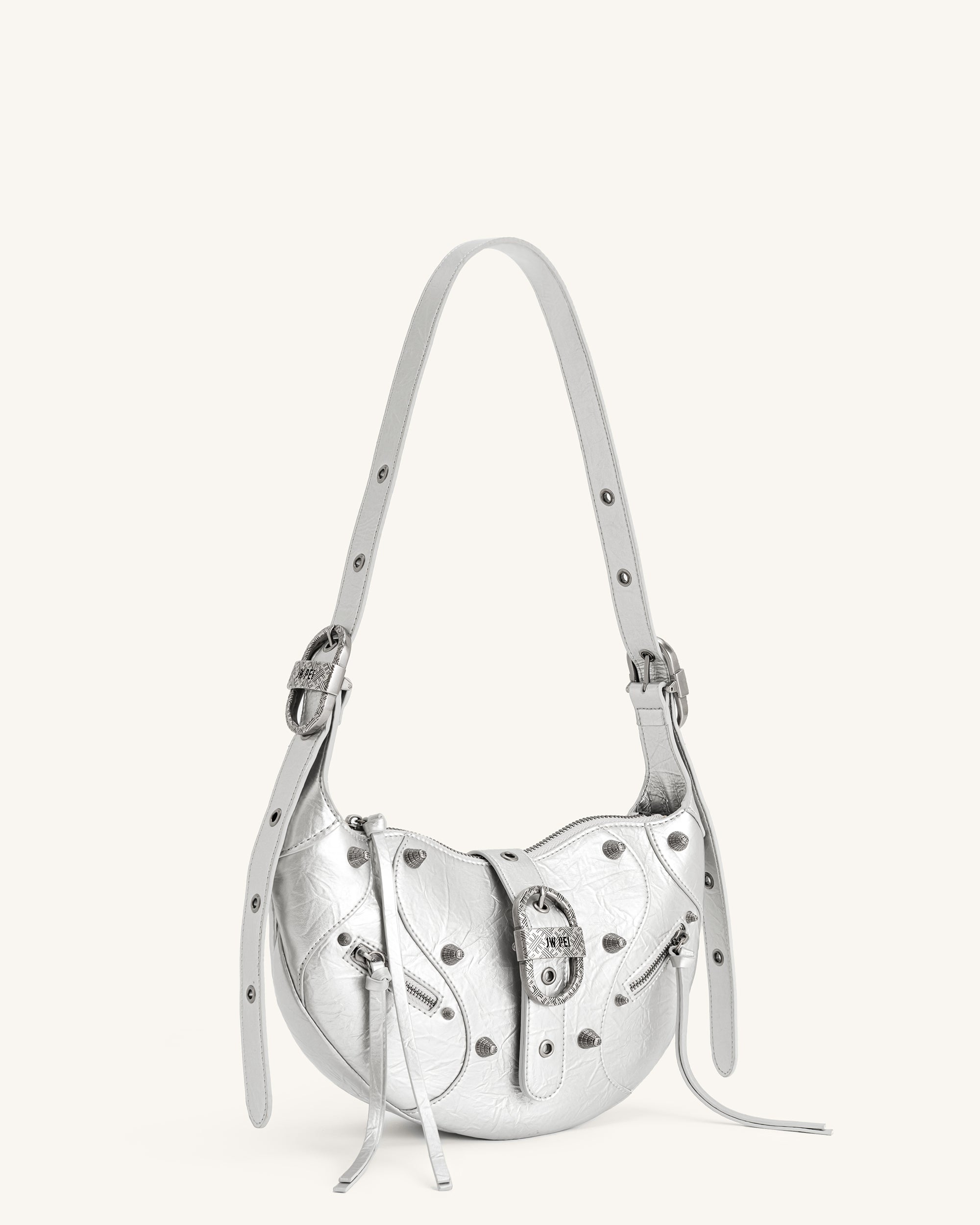Tessa Metallic Pleating Shoulder Bag - Silver - Image 3