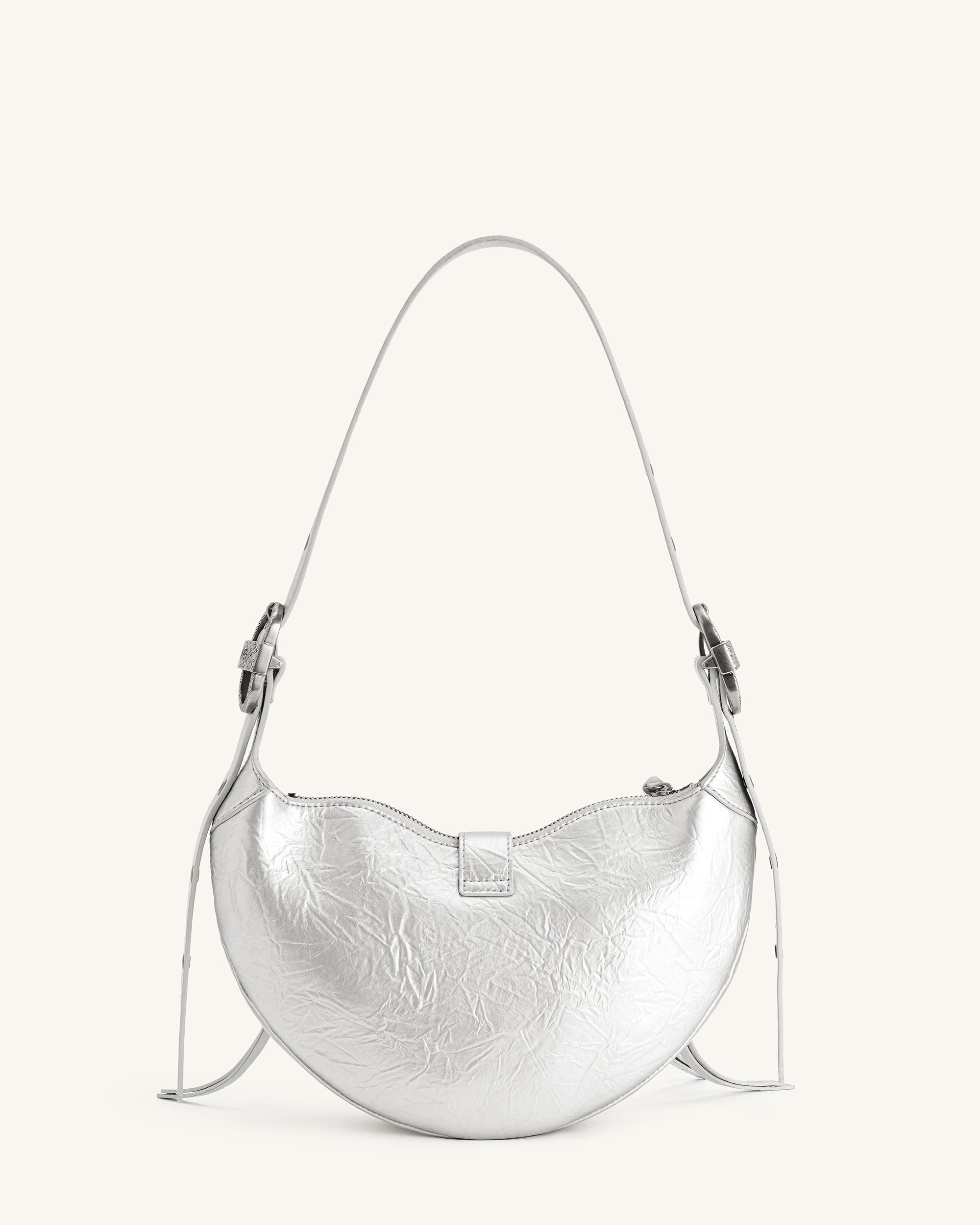 Tessa Metallic Pleating Shoulder Bag - Silver - Image 4