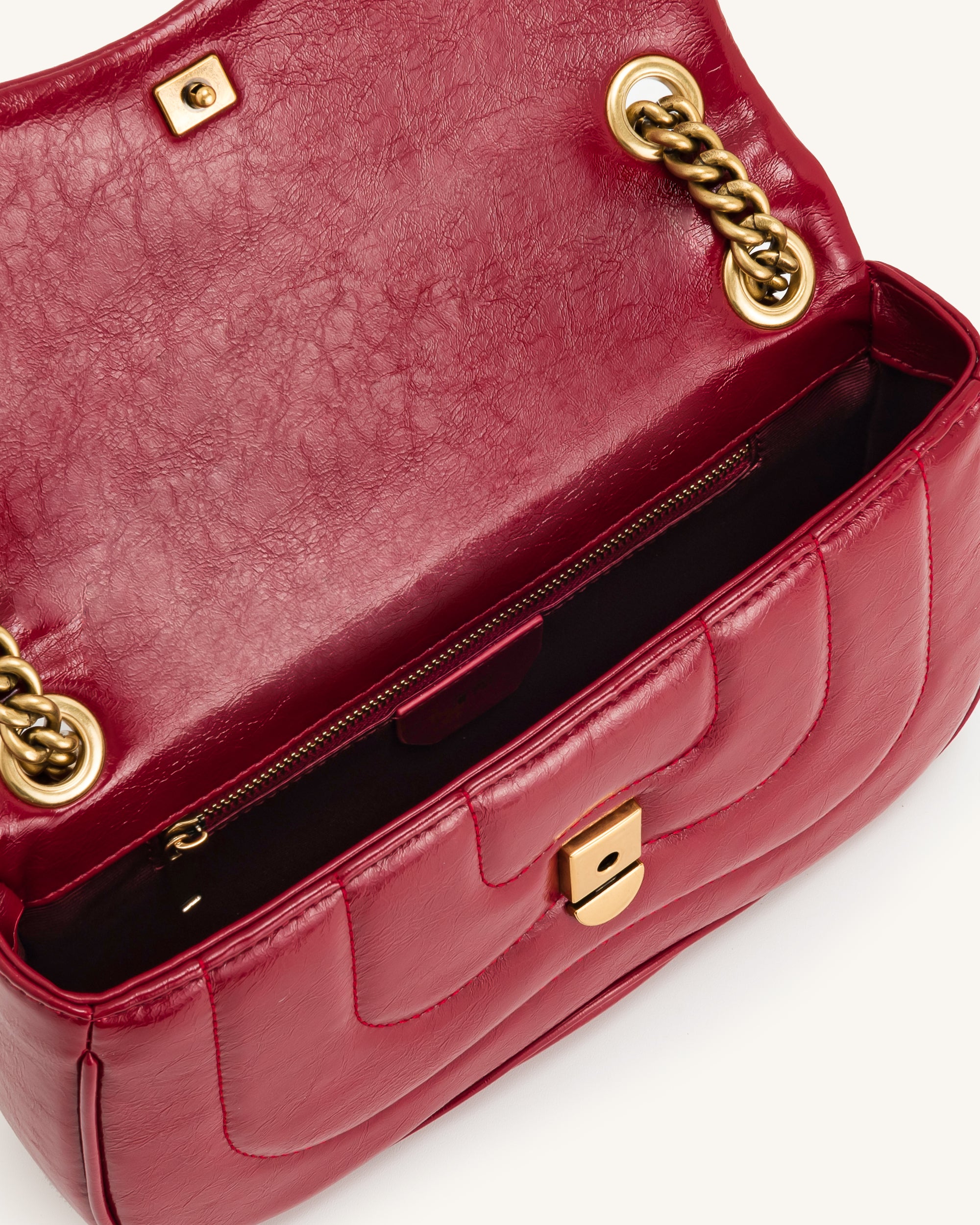 Tina Quilted Chain Crossbody - Claret - Image 4