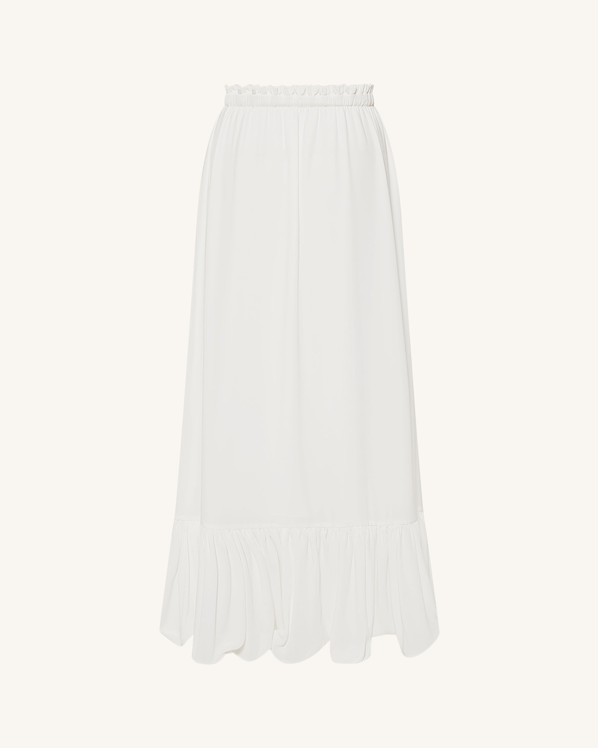 Drawstring Chiffon Maxi Skirt - White - Image 5