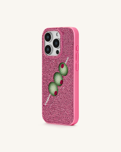 Alternative view of Olive Skewer Rhinestone Phone Case – Pink