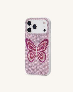 Alternative view of Butterfly Rhinestone Phone Case - Pink