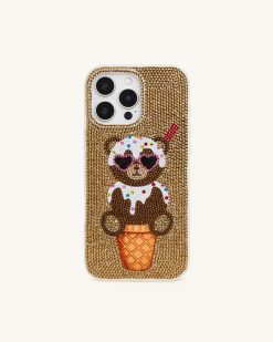 Bear Ice Cream Cone Phone Case - Gold