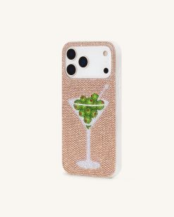 Alternative view of Olive Martini Artificial Crystal Phone Case - Gold
