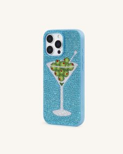 Alternative view of Olive Martini Artificial Crystal Phone Case - Light Blue