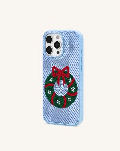 Alternative view of Holiday Wreath Bling Phone Case - Light Blue