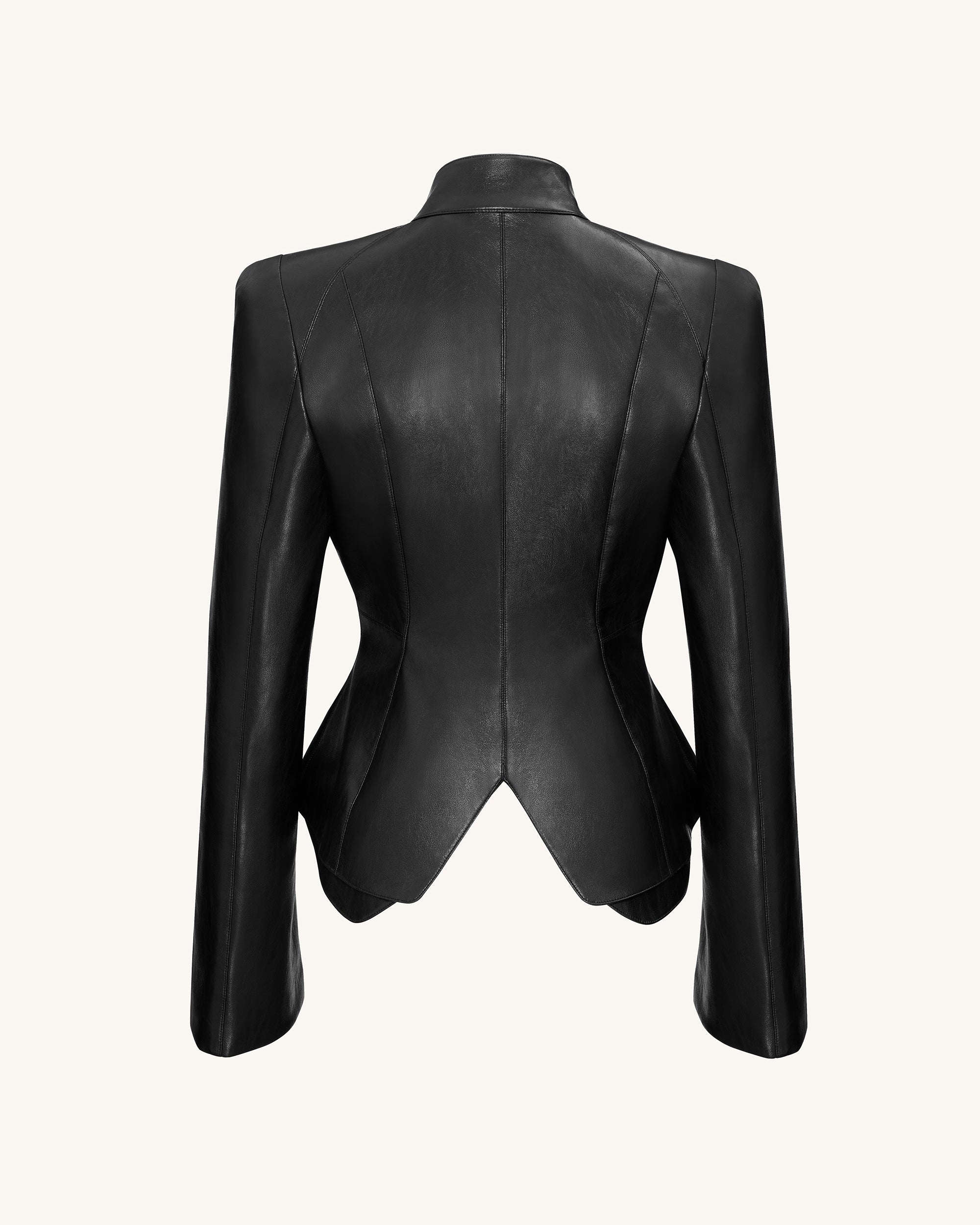 Autumn Metallic Conch PU Jacket - Black - Image 4