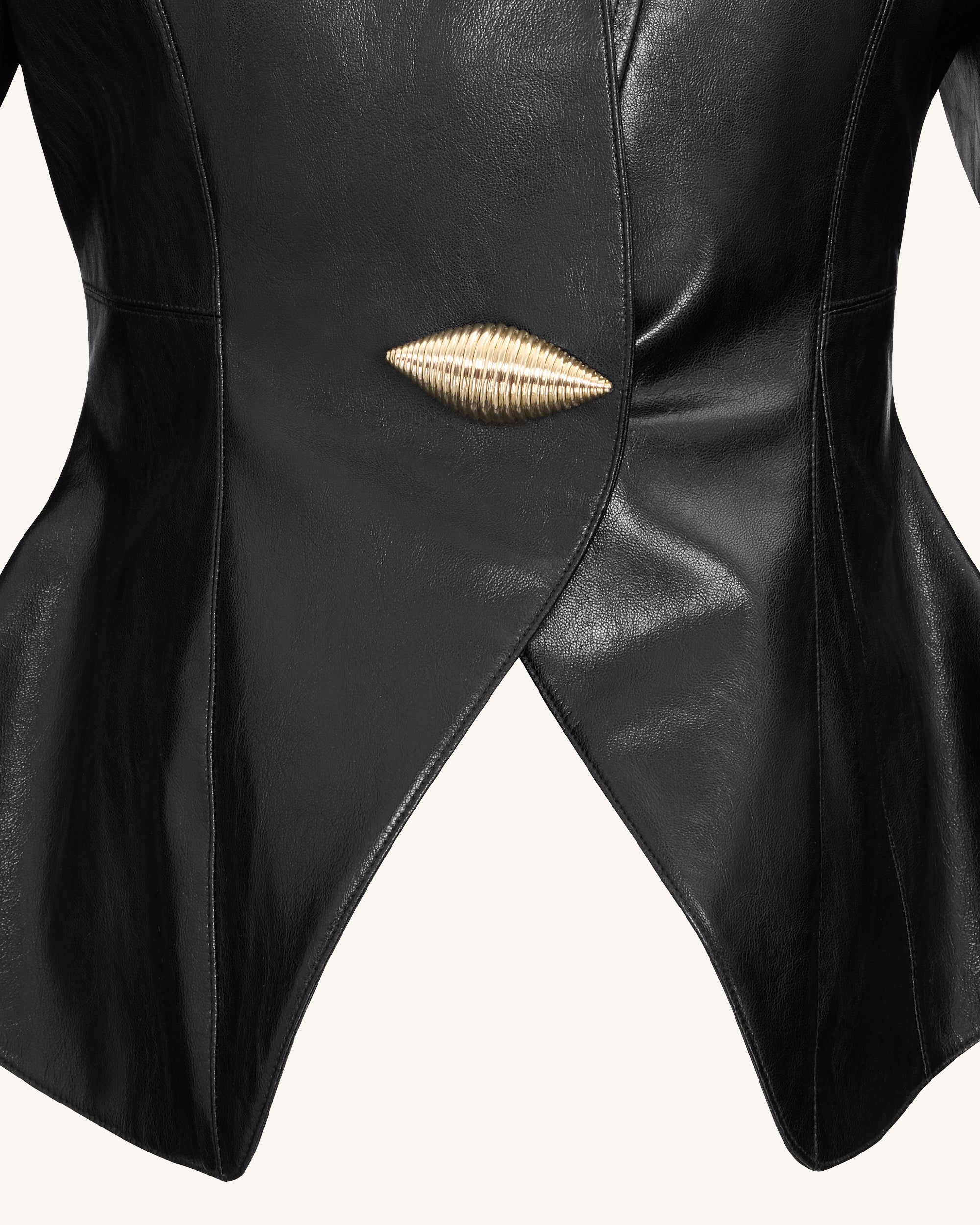 Autumn Metallic Conch PU Jacket - Black - Image 5