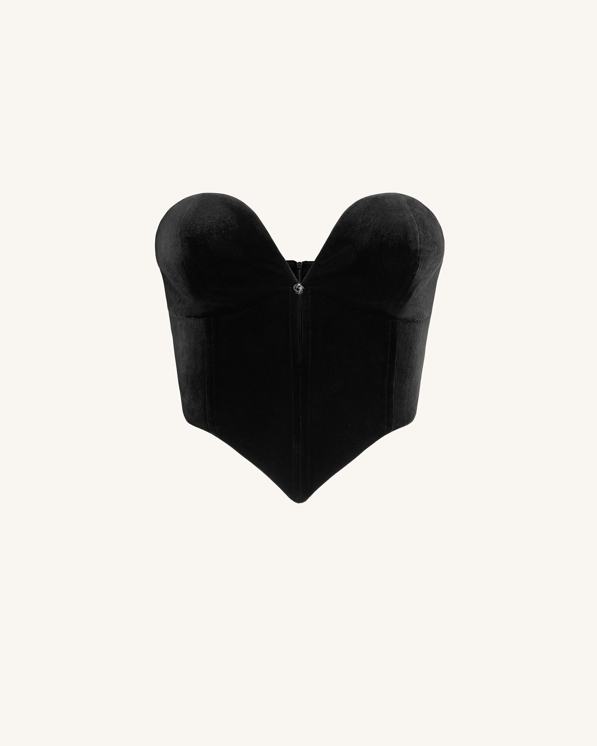 Anna Low-cut Velvet Corset Top - Black - Image 3