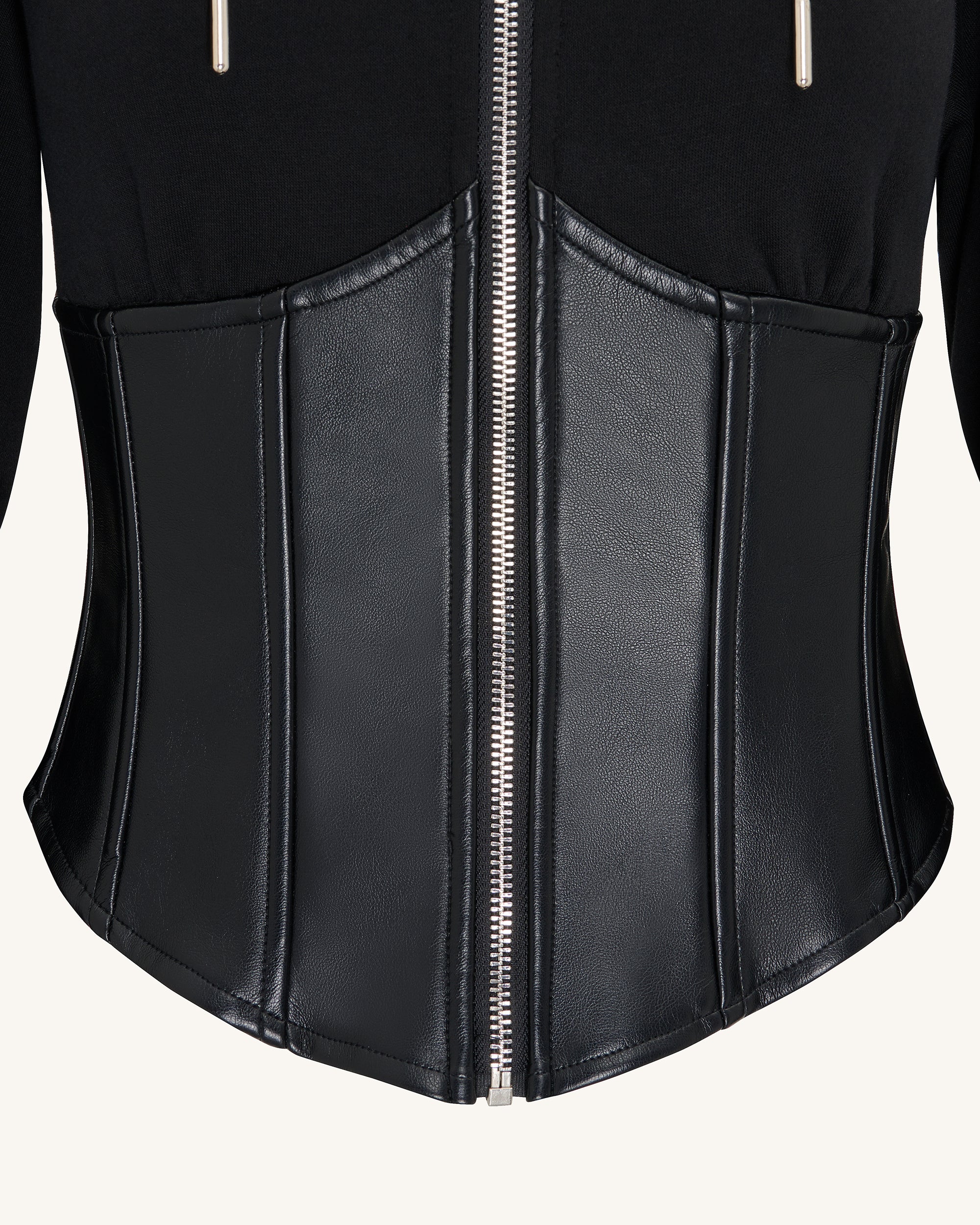 Valentina Structured Corset Hoodie - Black - Image 5