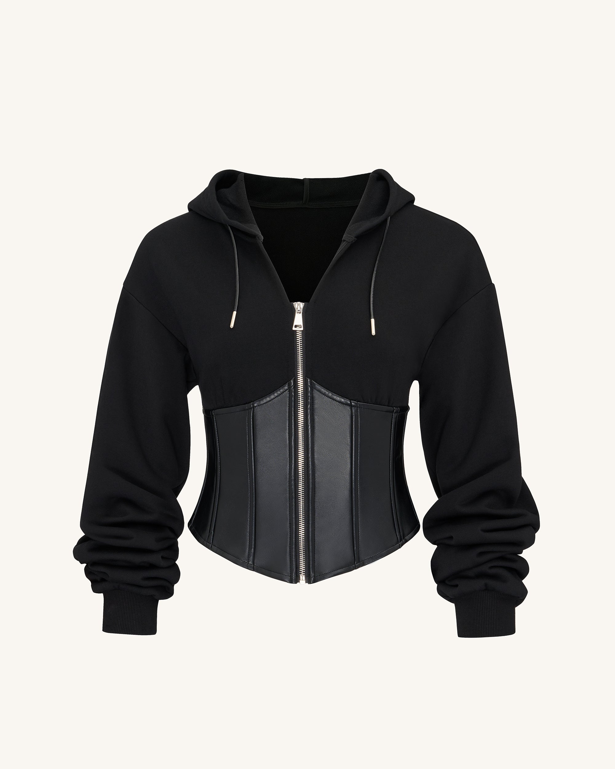 Valentina Structured Corset Hoodie - Black - Image 3