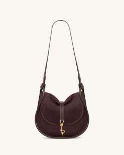 Alternative view of Arla Small Faux Suede Hobo Bag - Chocolate