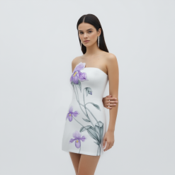Alternative view of Slipper Orchid Appliqué Mini Dress - White