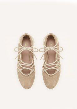 Alternative view of Iria Lace-Up Ballet Flats - Light Brown