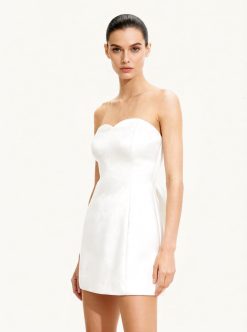 Alternative view of Satin Strapless Bow-Back Mini Dress - White