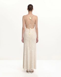 Alternative view of Textured Knit Halter Maxi Dress - Cream