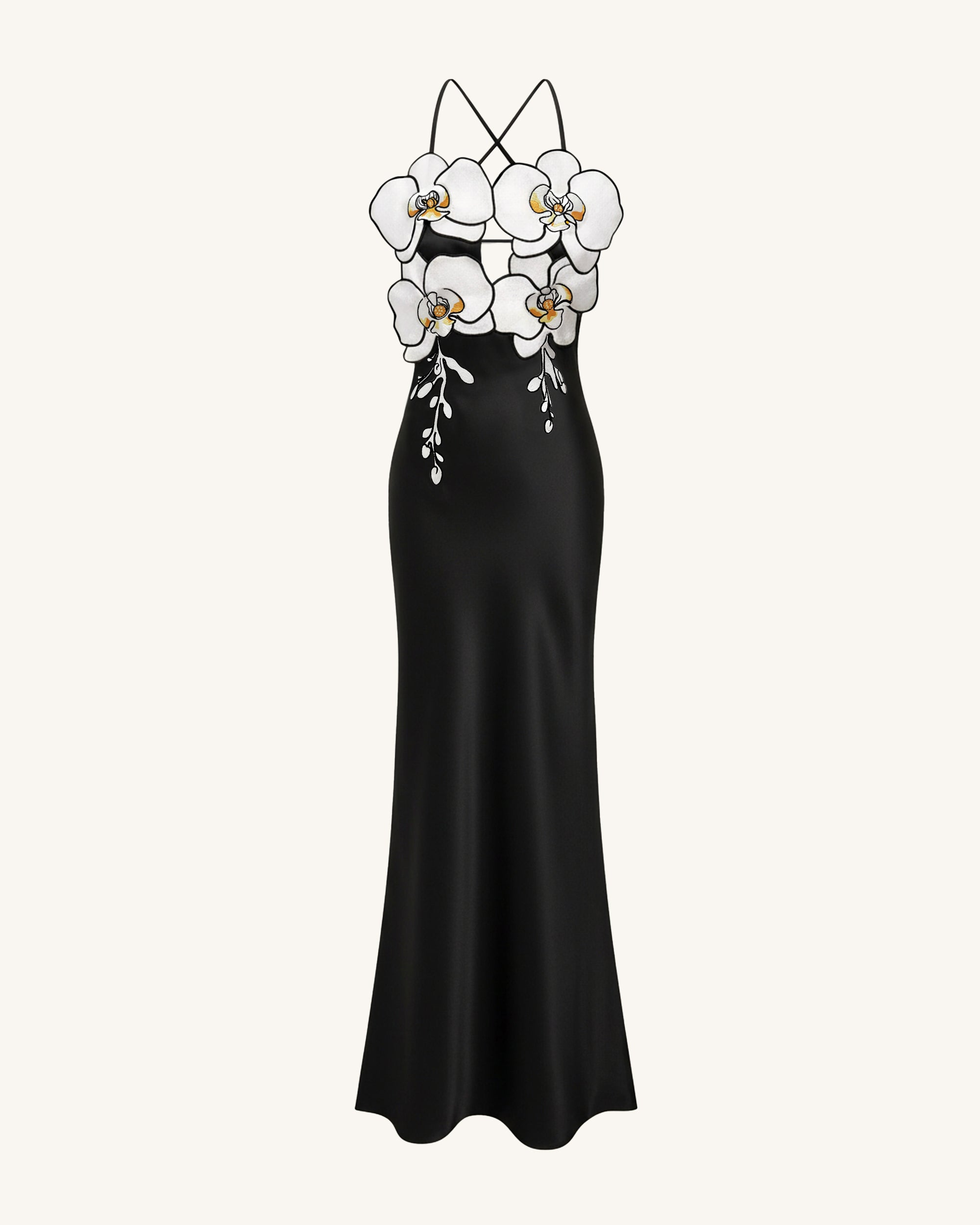 Orchid Embroidered Dress – Black/White - Image 2